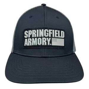 Springfield Armory Hat Black Gray Mesh Back Flexfit Trucker‎ Cap L/XL
